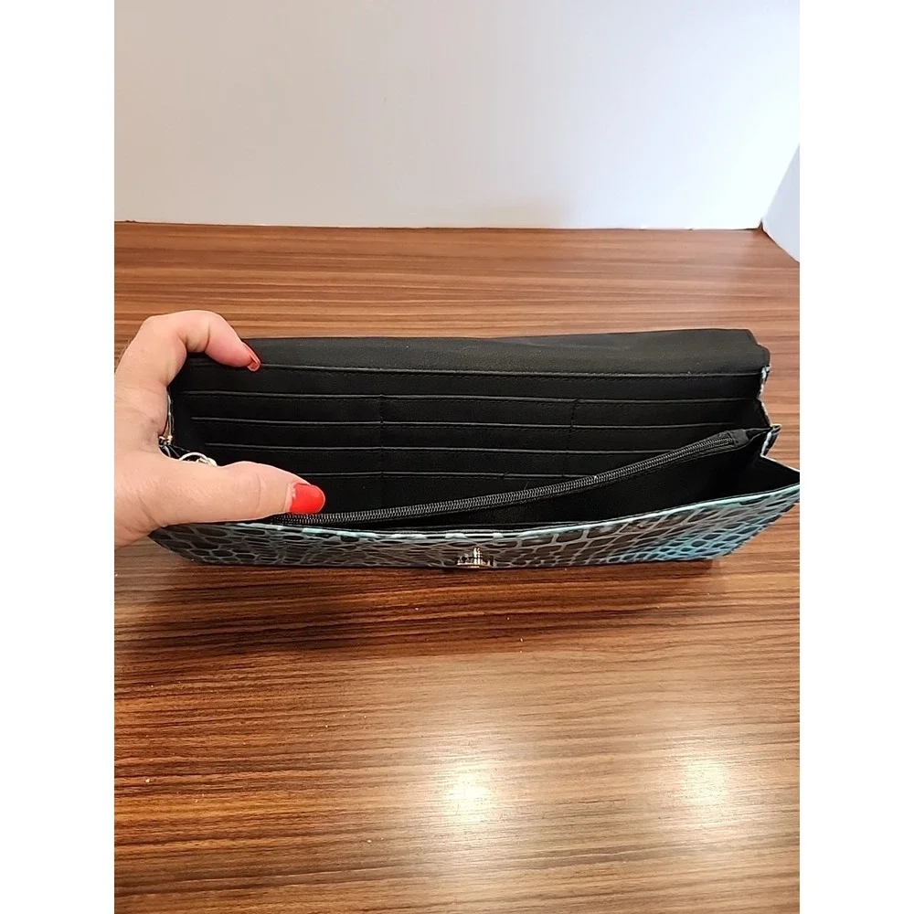 Rolfs Teal Women's Wallet Clutch Genuine Cowhide‎ Checkbook Organizer Card Slots